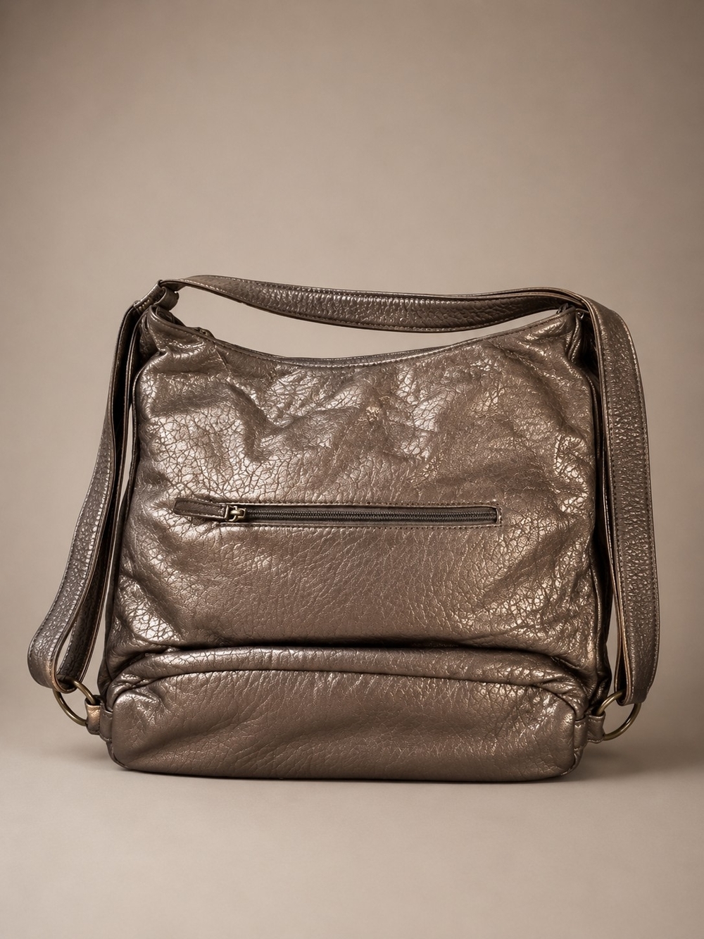 Everyday Leather Hobo Backpack/Shoulder Bag - Dark Brown - Picture 3 of 3